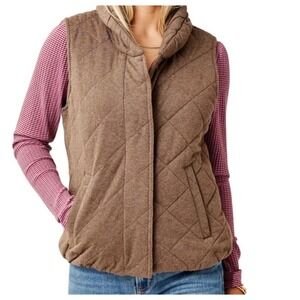 Carve Designs Women's Vest‎ Brown 100% Organic Cotton Quilted Pockets Size XL